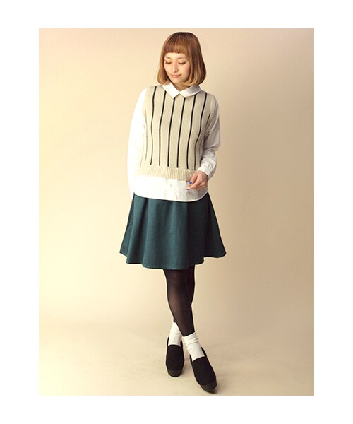 w closet（ダブルクローゼット）の「起毛ツイルタックスカート（パンツ・レディース・ボルドー/グリーン/ブルー・FREE）」の10枚目の写真