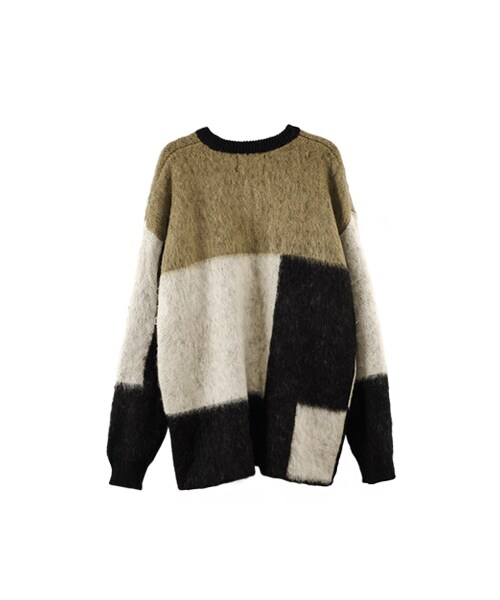 gracegift（グレースギフト）の「韓國暖色拼接針織上衣（その他・レディース・綠・F）」の2枚目の写真