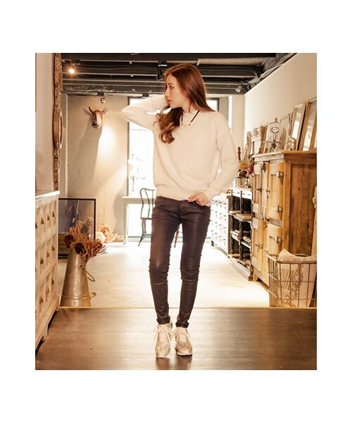 gracegift(グレースギフト)の「韓國素色好搭兔毛針織上衣(その他・レディース・灰/粉/白・F)」の5枚目の写真