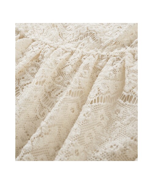 gracegift(グレースギフト)の「韓國浪漫縮腰下擺鬚邊蕾絲洋裝(その他・レディース・米白・F)」の3枚目の写真