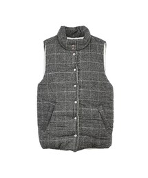 gracegift | 韓國膨膨羽絨感格紋背心外套(ジャケット/アウター)