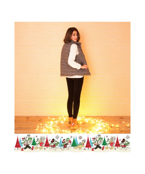 gracegift(グレースギフト)の「韓國膨膨羽絨感格紋背心外套(ジャケット/アウター・レディース・灰・F)」の5枚目の写真