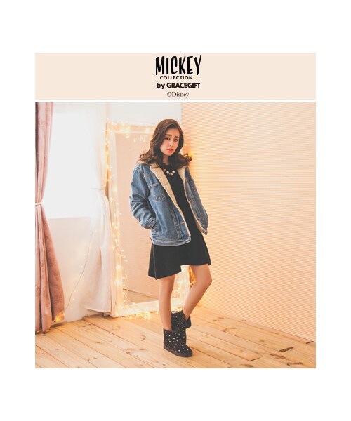 gracegift（グレースギフト）の「韓國小百褶羊羔毛牛仔外套（ジャケット/アウター・レディース・藍・F）」の4枚目の写真