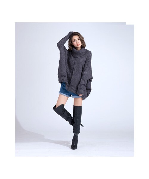 gracegift（グレースギフト）の「韓國厚磅Y字大翻領腰帶針織上衣（その他・レディース・深灰・F）」の7枚目の写真