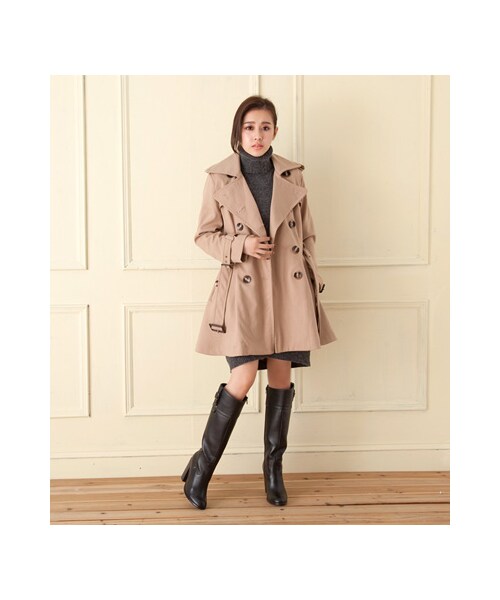 gracegift（グレースギフト）の「俐落條帶飾釦粗跟長靴（シューズ・レディース・深咖/黑・35/36/37/38/39/40/41）」の15枚目の写真