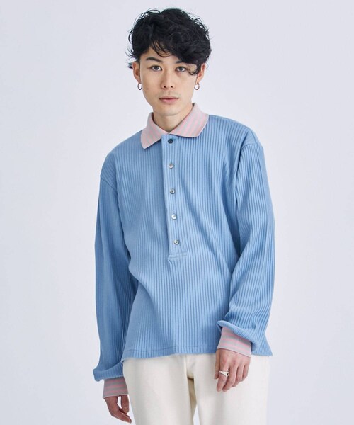 LITTLEBIG（リトルビッグ）の「L/S Polo SH（シャツ/ブラウス・メンズ・WHT/BLU・M）」の2枚目の写真
