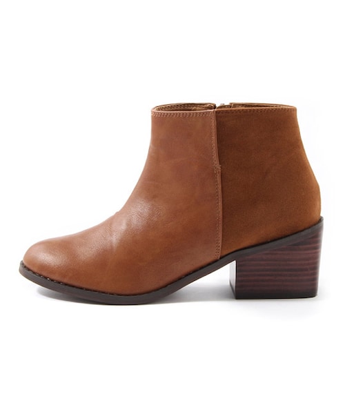 PAGEBOY（ページボーイ）の「異素材切り替えショートブーツ（シューズ・レディース・ブラック/キャメル・M/L）」の5枚目の写真