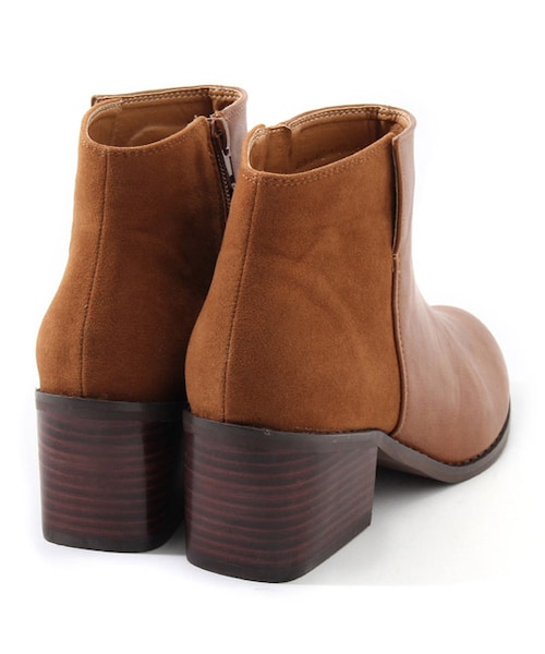 PAGEBOY（ページボーイ）の「異素材切り替えショートブーツ（シューズ・レディース・ブラック/キャメル・M/L）」の4枚目の写真