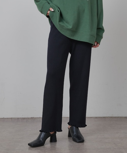 PUAL CE CIN(ピュアルセシン)の「リブニットパンツ(パンツ・レディース・オフホワイト/グレイッシュベージュ/ブラック・FREE)」の1枚目の写真