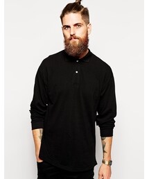 American Apparel | American Apparel Long Sleeve Pique Polo Shirt - Black(シャツ/ブラウス)