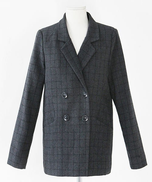 DHOLIC（ディーホリック）の「ウィンドウチェックダブルジャケット（テーラードジャケット・レディース・ブラック/ブラックグレー・free）」の2枚目の写真