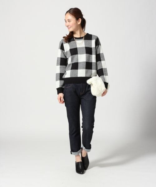 GLOBAL WORK（グローバルワーク）の「ブロックチェックプルオーバー長袖（トップス・レディース・ホワイト×ブラック10/レッド×ネイビー88・Ｍ/Ｌ）」の3枚目の写真