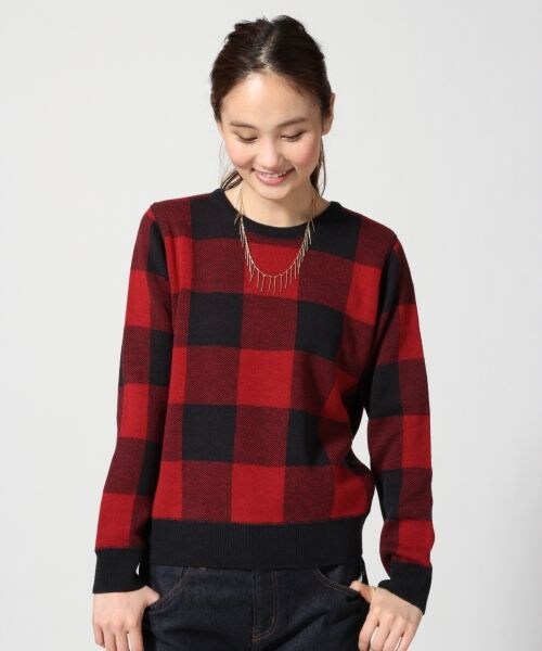 GLOBAL WORK（グローバルワーク）の「ブロックチェックプルオーバー長袖（トップス・レディース・ホワイト×ブラック10/レッド×ネイビー88・Ｍ/Ｌ）」の2枚目の写真