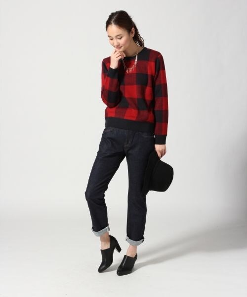 GLOBAL WORK（グローバルワーク）の「ブロックチェックプルオーバー長袖（トップス・レディース・ホワイト×ブラック10/レッド×ネイビー88・Ｍ/Ｌ）」の4枚目の写真