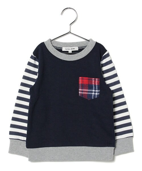 GLOBAL WORK(グローバルワーク)の「【キッズ】キリカエスウェット長袖(トップス・キッズ・オフ(ホシガラ)06/グレー(カモフラ)15/ネイビー(ボーダー)88・S(90~100cm)/M(100~110cm)/L110~120cm)/XL(120~130cm))」の3枚目の写真
