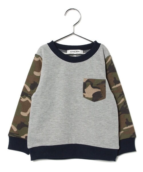 GLOBAL WORK(グローバルワーク)の「【キッズ】キリカエスウェット長袖(トップス・キッズ・オフ(ホシガラ)06/グレー(カモフラ)15/ネイビー(ボーダー)88・S(90~100cm)/M(100~110cm)/L110~120cm)/XL(120~130cm))」の2枚目の写真