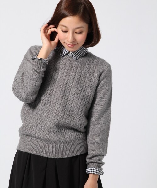 LEPSIM(レプシィム)の「【人気アイテム再入荷!】5Gカワリアミクループルオーバー/LS(トップス・レディース・オフ/グレー/ボルドー/ベージュ/ネイビー・M/L)」の2枚目の写真