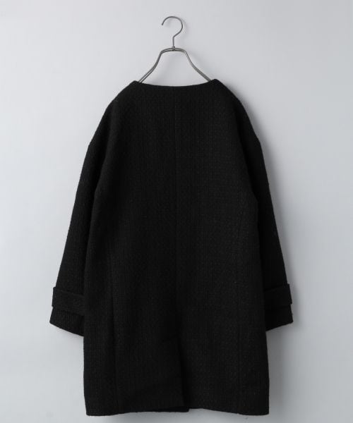 JEANASIS（ジーナシス）の「ツイードノーカラーコート（ジャケット/アウター・レディース・オフホワイト/ブラック・FREE）」の3枚目の写真