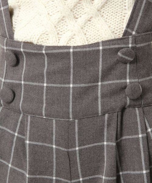 Heather（ヘザー）の「チェックハイウエストサスペンダーパンツ（パンツ・レディース・ブラック/グレー・Ｓ/Ｍ）」の6枚目の写真