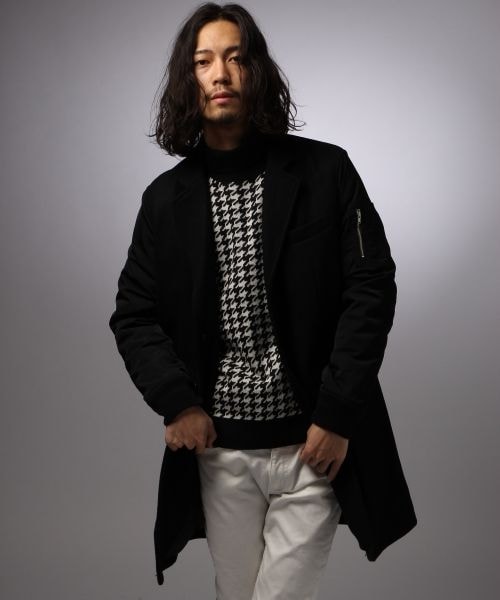 HARE(ハレ)の「【雑誌 MEN'S NON-NO×HAREコラボアイテム】キリカエチェスターコート(ジャケット/アウター・メンズ・ブラック/ネイビー・S/M/L)」の1枚目の写真