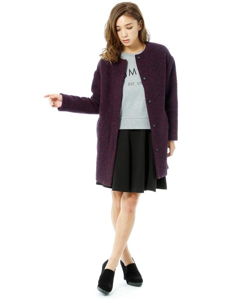 Andemiu（アンデミュウ）の「ノーカラールーズコート（ジャケット/アウター・レディース・グレー/ボルドー/ベージュ・S/M）」の4枚目の写真