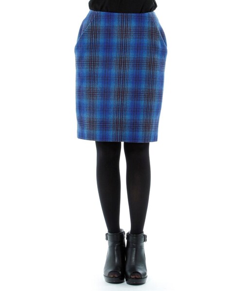 Andemiu（アンデミュウ）の「キモウチェックタイトスカート（スカート・レディース・グレー/ブルー・S/M）」の5枚目の写真