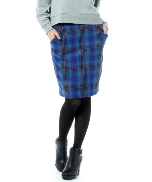 Andemiu（アンデミュウ）の「キモウチェックタイトスカート（スカート・レディース・グレー/ブルー・S/M）」の2枚目の写真