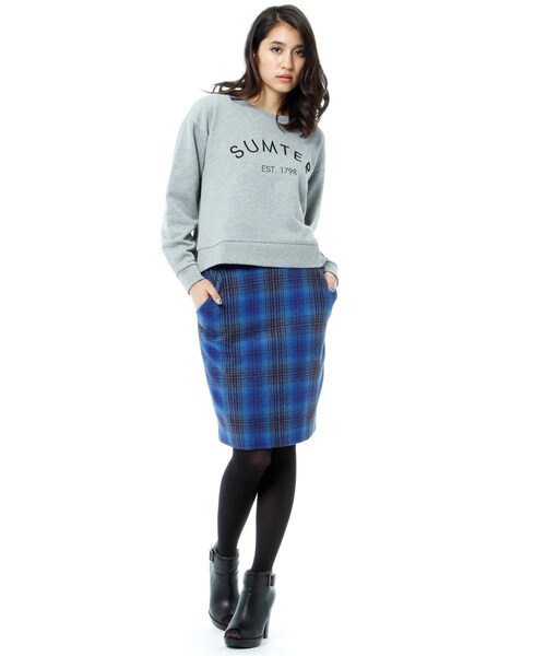 Andemiu（アンデミュウ）の「キモウチェックタイトスカート（スカート・レディース・グレー/ブルー・S/M）」の4枚目の写真