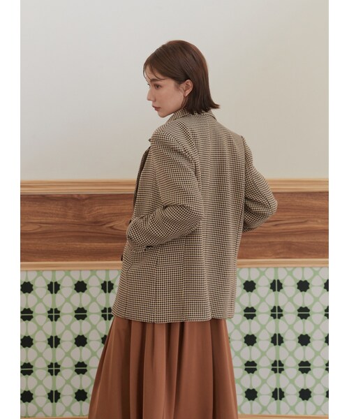 Marjorie（マージョリー）の「奮不顧身愚勇，氣質千鳥格雙排釦西裝外套（ジャケット/アウター・レディース・咖啡・S/M）」の6枚目の写真
