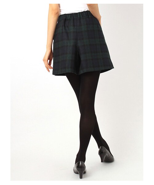 earth music&ecology(アースミュージックアンドエコロジー)の「・チェックフラノキュロットパンツ(ショートパンツ・レディース・ボルドー/ブラウン/グリーン・S/M)」の3枚目の写真