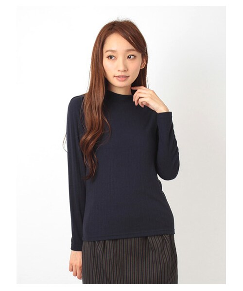 E hyphen world gallery(イーハイフンワールドギャラリー)の「・リブ編みハイネックプルオーバー(カットソー・レディース・オフホワイト/杢グレー/ボルドー/ミント/ネイビー・F)」の3枚目の写真