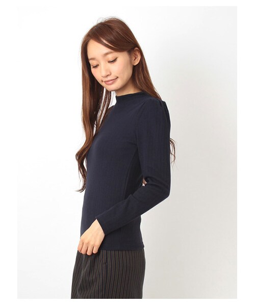 E hyphen world gallery(イーハイフンワールドギャラリー)の「・リブ編みハイネックプルオーバー(カットソー・レディース・オフホワイト/杢グレー/ボルドー/ミント/ネイビー・F)」の7枚目の写真