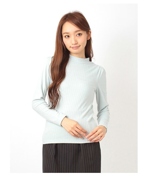 E hyphen world gallery(イーハイフンワールドギャラリー)の「・リブ編みハイネックプルオーバー(カットソー・レディース・オフホワイト/杢グレー/ボルドー/ミント/ネイビー・F)」の5枚目の写真