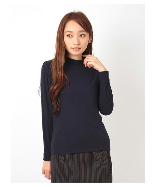 E hyphen world gallery(イーハイフンワールドギャラリー)の「・リブ編みハイネックプルオーバー(カットソー・レディース・オフホワイト/杢グレー/ボルドー/ミント/ネイビー・F)」の6枚目の写真