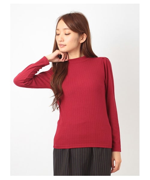 E hyphen world gallery(イーハイフンワールドギャラリー)の「・リブ編みハイネックプルオーバー(カットソー・レディース・オフホワイト/杢グレー/ボルドー/ミント/ネイビー・F)」の4枚目の写真