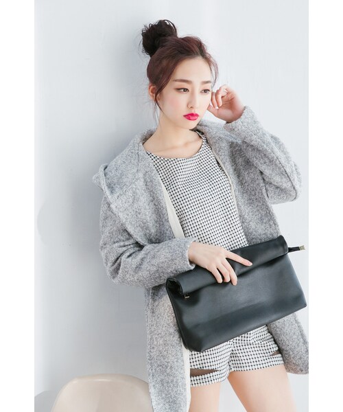 ORENDA（オレンダ）の「連帽混色毛呢口袋外套（ジャケット/アウター・レディース・淺灰/黑・F）」の5枚目の写真