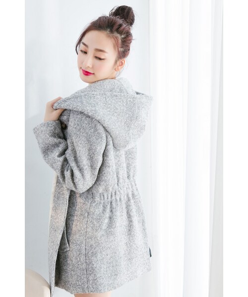 ORENDA（オレンダ）の「連帽混色毛呢口袋外套（ジャケット/アウター・レディース・淺灰/黑・F）」の6枚目の写真