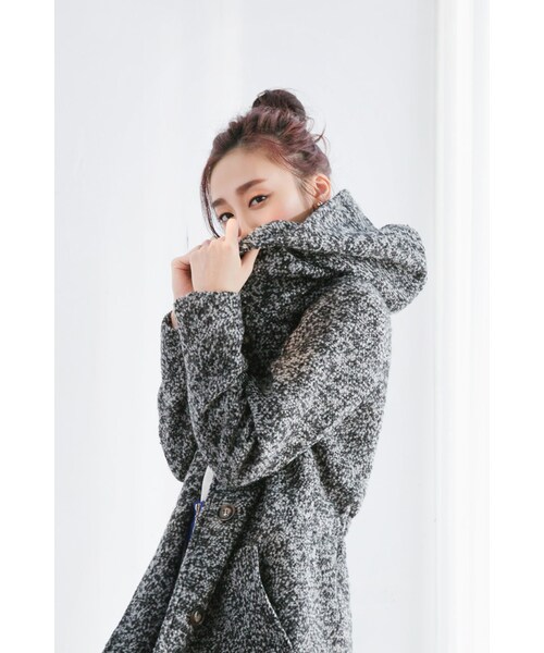 ORENDA（オレンダ）の「連帽混色毛呢口袋外套（ジャケット/アウター・レディース・淺灰/黑・F）」の10枚目の写真