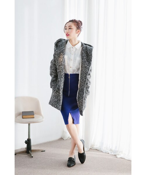 ORENDA（オレンダ）の「連帽混色毛呢口袋外套（ジャケット/アウター・レディース・淺灰/黑・F）」の9枚目の写真