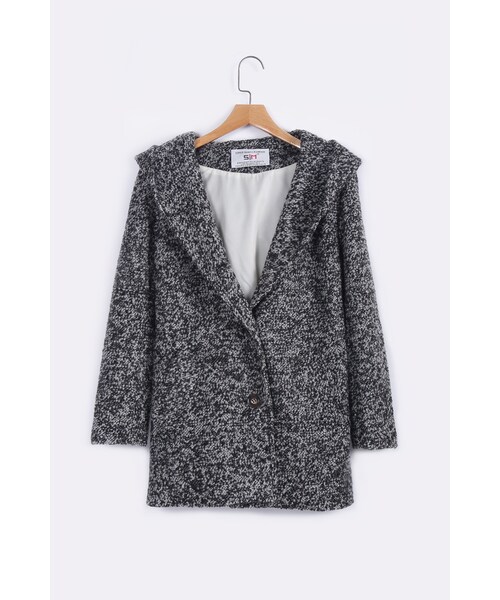 ORENDA（オレンダ）の「連帽混色毛呢口袋外套（ジャケット/アウター・レディース・淺灰/黑・F）」の8枚目の写真