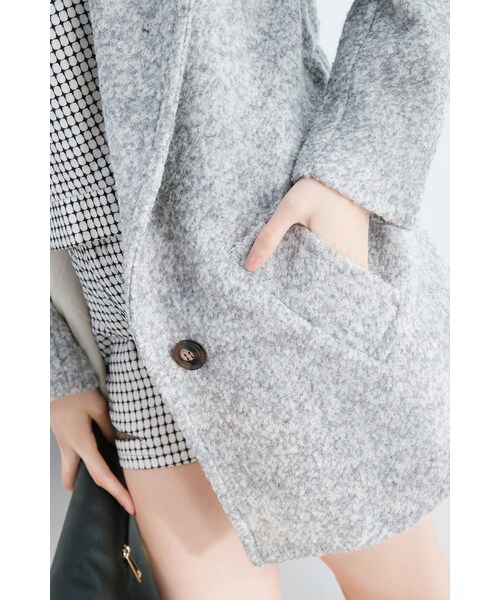 ORENDA（オレンダ）の「連帽混色毛呢口袋外套（ジャケット/アウター・レディース・淺灰/黑・F）」の7枚目の写真