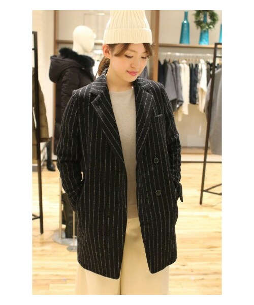 Spick & Span(スピックアンドスパン)の「Wピンストダブルクロス チェスター(その他コート・レディース・ブラック/ネイビー・36/38)」の1枚目の写真