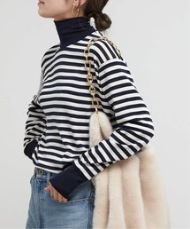 FRAMeWORK（フレームワーク）の「≪予約≫LANA SETA 1*1 別注ボーダータートルネックプルオーバー(ネイビー)（トップス）」