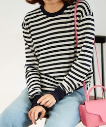 FRAMeWORK（フレームワーク）の「≪予約≫LANA SETA 1*1 別注ボーダープルオーバー（ネイビー）（トップス）」