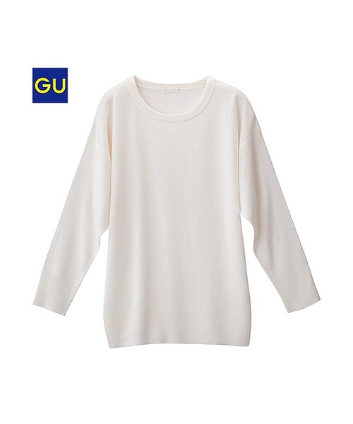 GU（ジーユー）の「（GU）ボリュームニットチュニック（長袖）（WOMEN ⁄ チュニック・レディース・BLACK/OFF WHITE/GREEN/PURPLE/LIGHT GRAY・S/L/M/XL/XXL/XS）」の2枚目の写真