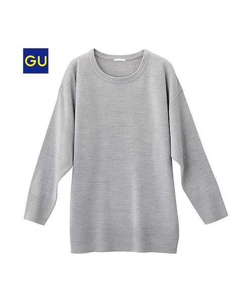 GU（ジーユー）の「（GU）ボリュームニットチュニック（長袖）（WOMEN ⁄ チュニック・レディース・BLACK/OFF WHITE/GREEN/PURPLE/LIGHT GRAY・S/L/M/XL/XXL/XS）」の4枚目の写真