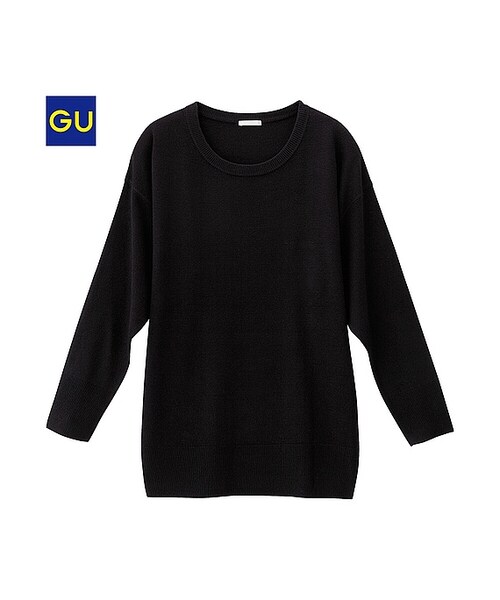 GU（ジーユー）の「（GU）ボリュームニットチュニック（長袖）（WOMEN ⁄ チュニック・レディース・BLACK/OFF WHITE/GREEN/PURPLE/LIGHT GRAY・S/L/M/XL/XXL/XS）」の3枚目の写真