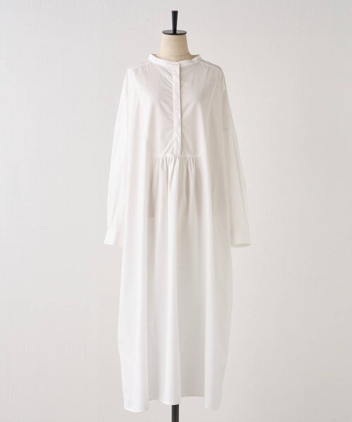 BEARDSLEY シャツワンピース ホワイト ドロップショルダー BEARDSLEY シャツワンピース ホワイト ドロップショルダー