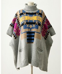 imvely | エスニックタートルニットワンピース(ポンチョ)