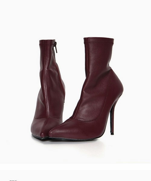 DHOLIC（ディーホリック）の「レザー調切替アンクルスリムブーツ（ブーツ・レディース・ブラック/グレー/ワイン・225/230/235/240/245/250）」の3枚目の写真